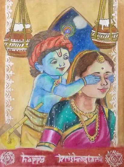 Krishna Drawing by Parul Bagada - Pixels-saigonsouth.com.vn