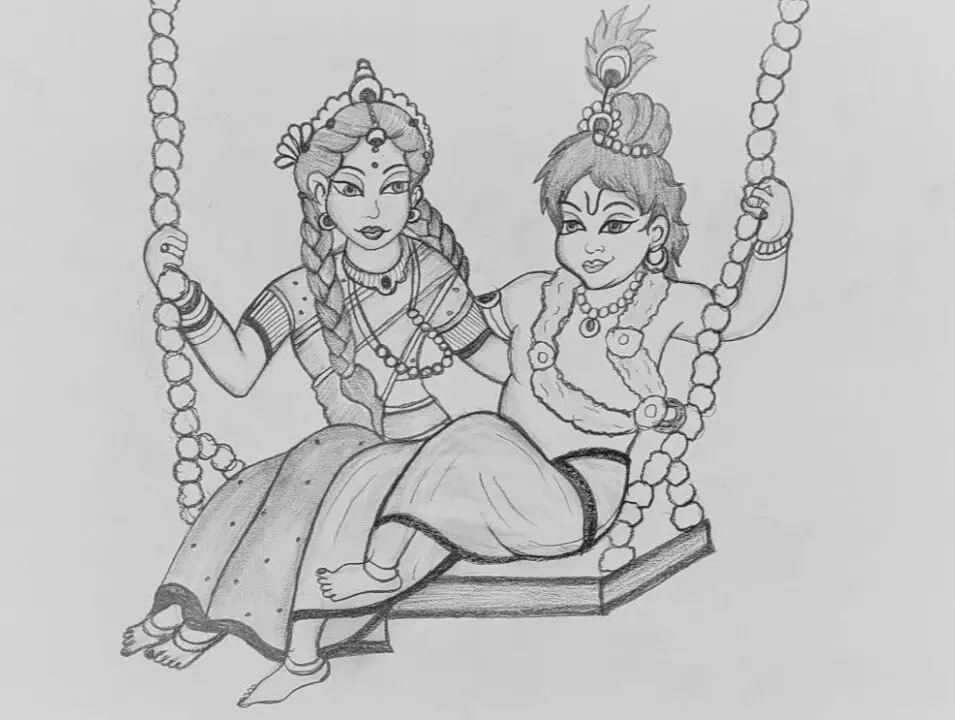Lord Krishna Handmade pencil drawing Greeting Card by Pooja Nandan-saigonsouth.com.vn