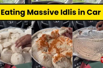 eating massive idlis in car viral video
